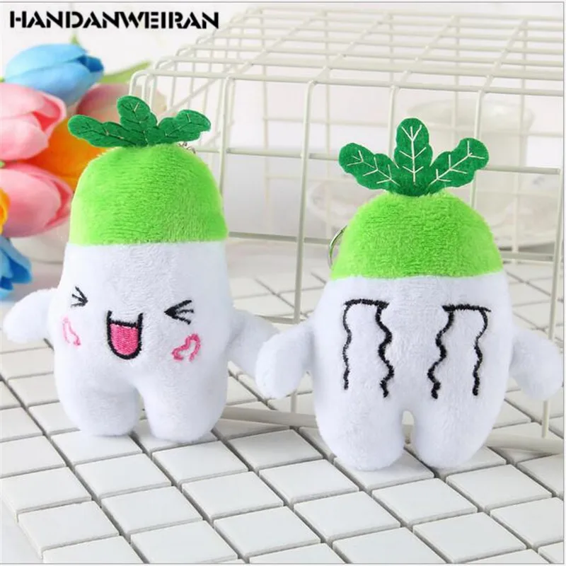 

2PCS/LOTS Plush Vegetable Toys Expression White Radish Plush Pendant Pet Toy Mini Stuffed Vegetable Toy For Girl HOT SALE