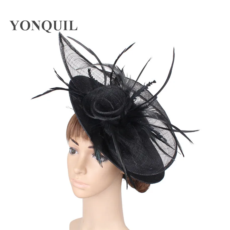 Big Kenducky Hat Women Fascinators Chapeau Party Flower Millinery Caps Women Ladies Female Elegant Feathers Chapeau Hair Clip