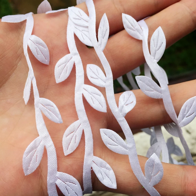 10Yards Meetee Cloth material white rattan leaf lace trim ribbon DIY garland garment decoration accessories -C650