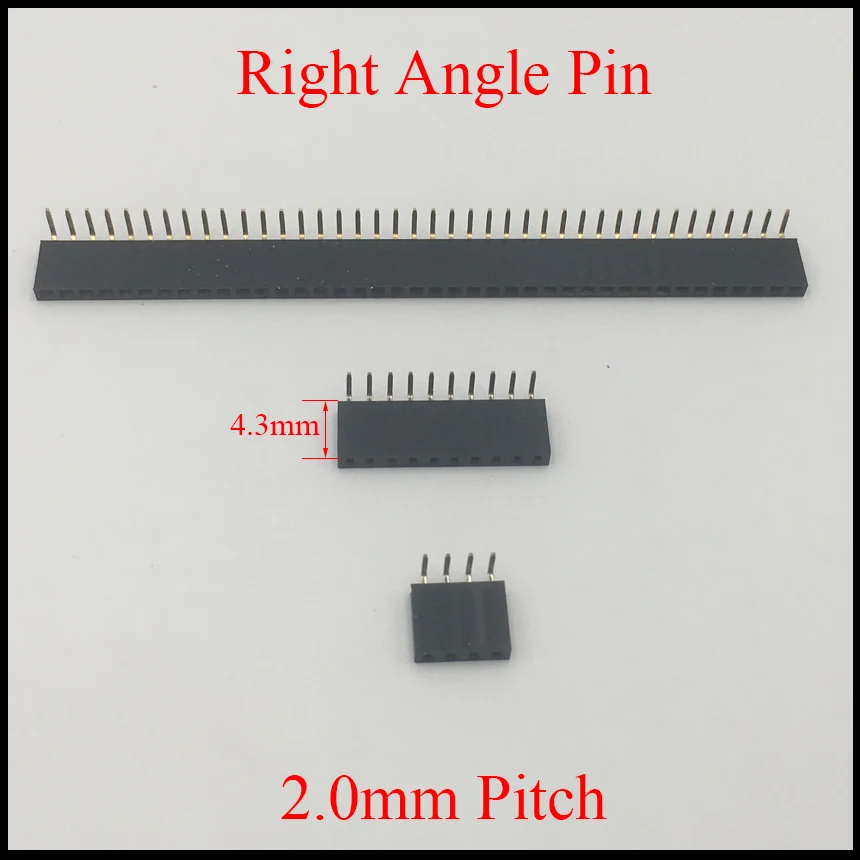 1*40 1x40 Pin 40P 2.0mm Pitch Space 4.3mm Height Female Connector Single Row 90 Degree Right Angle Pin Header Strip