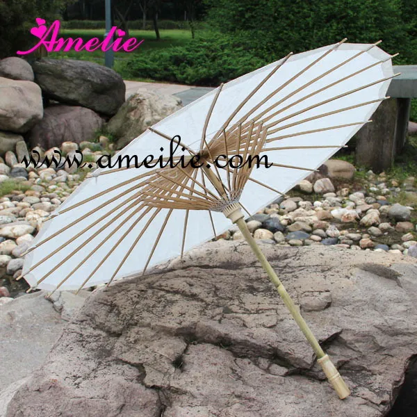 Handmade chiński tradycyjny rzemiosła papieru parasol jednolity kolor biały beżowy kości słoniowej panny młodej słońce UmbrellaWedding ceremonii Deco