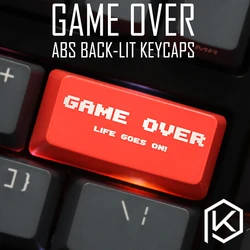 Novelty Shine Through Keycaps ABS Etched, Shine-Through game over black red custom mechanical keyboard backspace