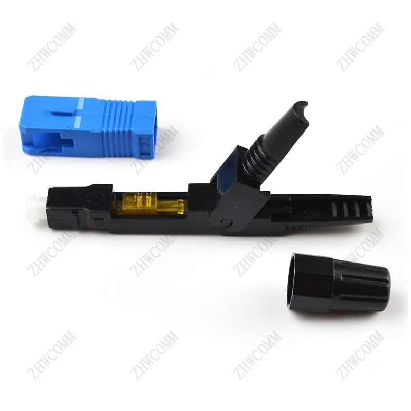 ZHWCOMM 100pcs High Quality SC UPC Fiber Optic Fast Connector SM Simplex FTTH Adapter SC UPC Fiber Quick Connector