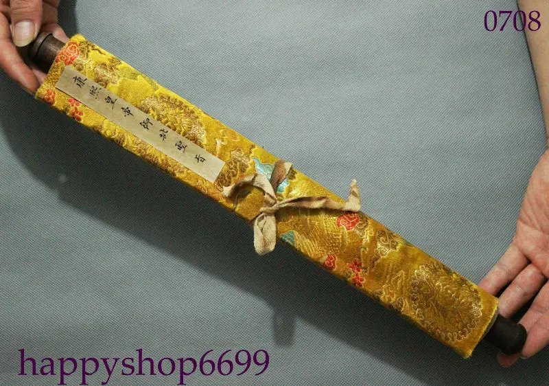 yellow cover Antique Chinese scrolls KangXi Dynasty Emperors Imperial Edict Text collect decorate