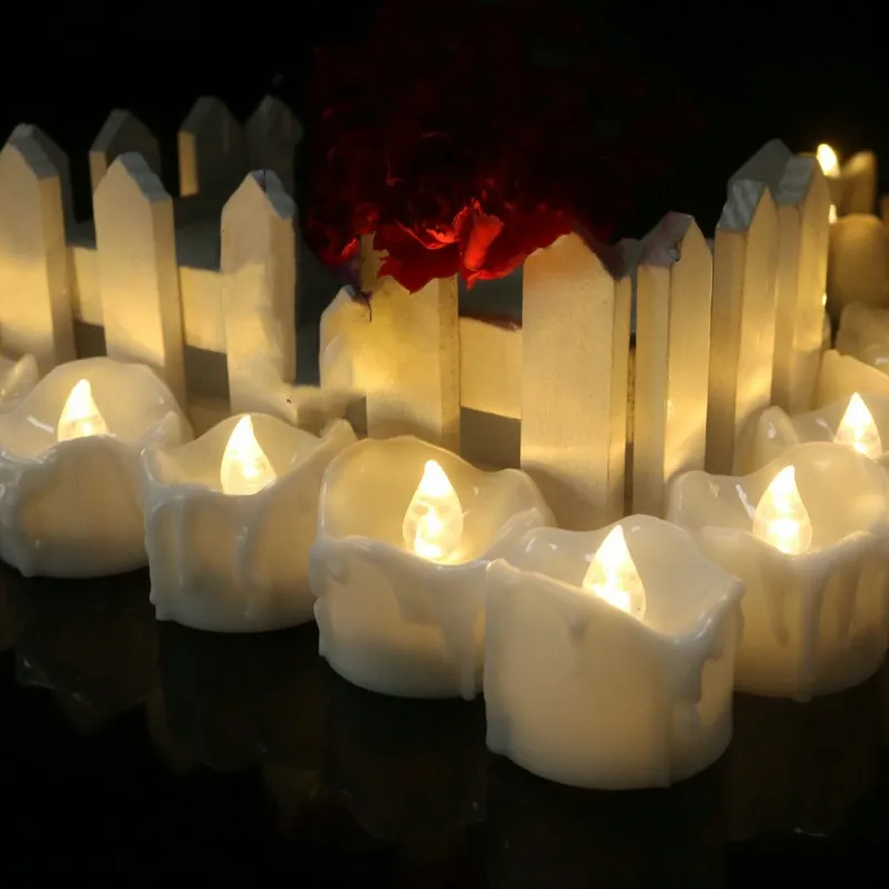 120pcs/lot Flickering LED TeaLight w/Timer dipped Wax Battery Operated Candle lamp drop tear tealight f/Wedding home party decor