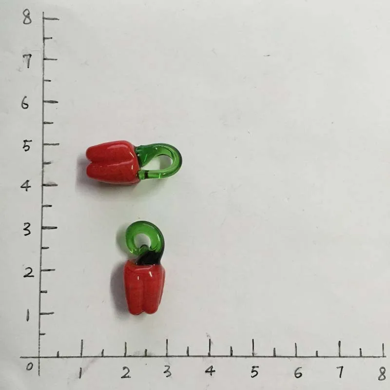 10pcs/lot Murano Lampwork Red Pepper Glass Charms For Earring Necklace Jewelry Making