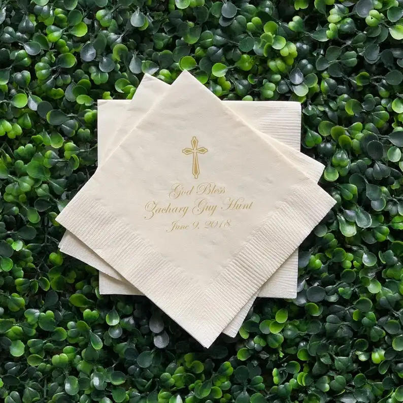 Personalized any text God Bless Christening/Baptism Napkins First Holy Communion -Holy Communion Napkins - Religious Napkin