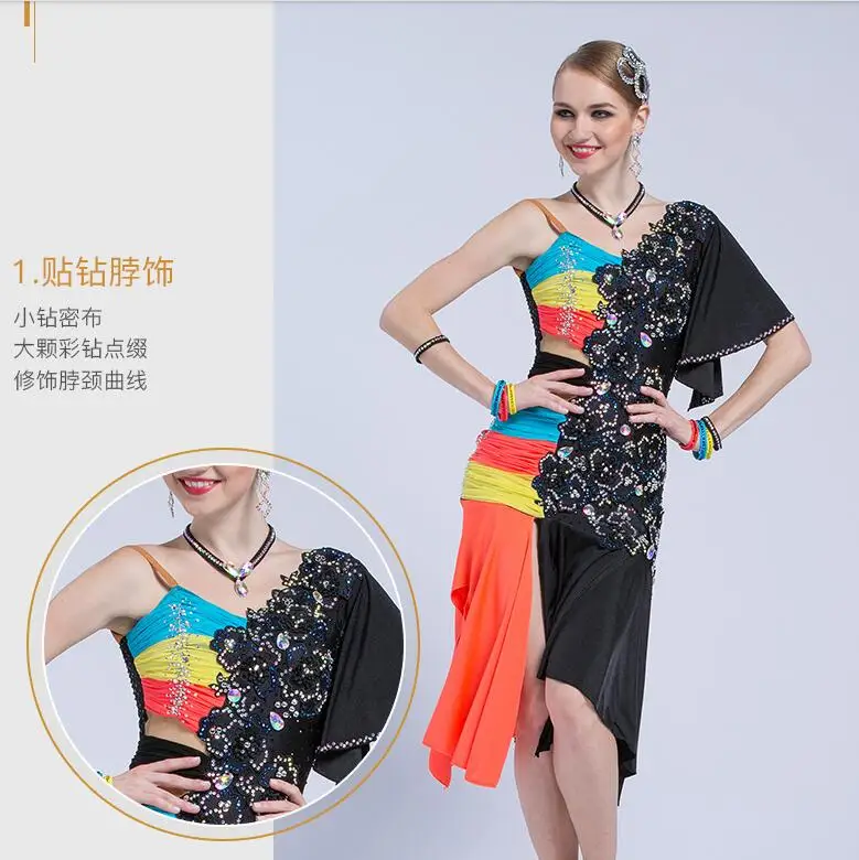 

dance latin dress women custom salsa dress latin dress girl ballroom dance latin dresses rainbow lycra