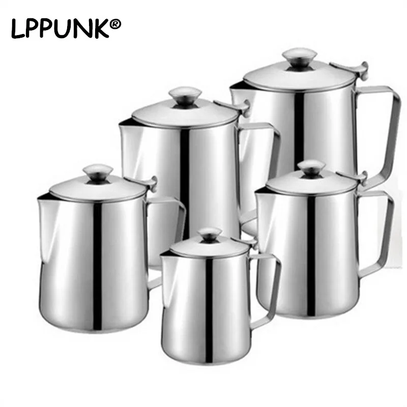 2L Stainless Steel Pull Flower Espresso Frother Frothing Garland Cup Milk Jug Large Capacity Coffee Pot Used By Induction Cooker