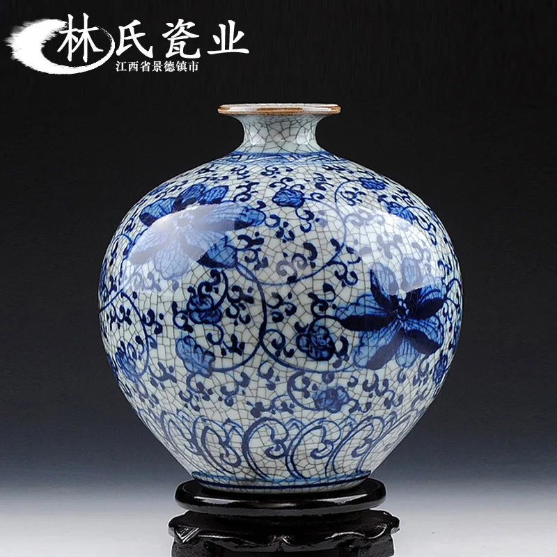 

Jingdezhen Ceramic Chinese Blue-and-white Tie-twig Flower Arrangement Pomegranate Vase and Flower Ornaments