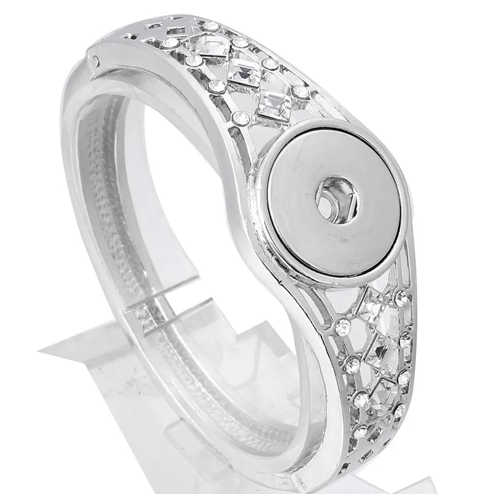 Hot Sale Snap Jewelry Metal Snap Bracelet Bangle Rhinestone Bracelet Fit 18mm 20mm Snap Button Jewelry For Women