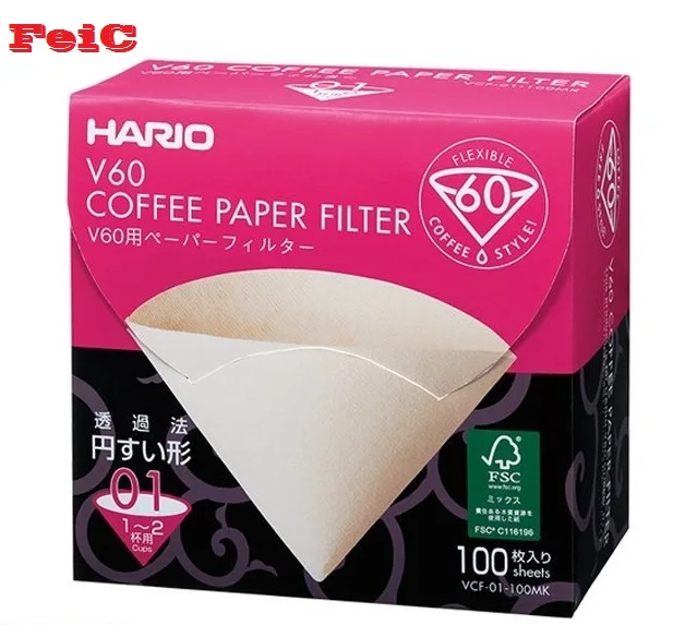 FeiC vcf 01 Coffee Natural Paper Filters No bleach for 2 cups for Barista VCF-01 suitable for vd-01