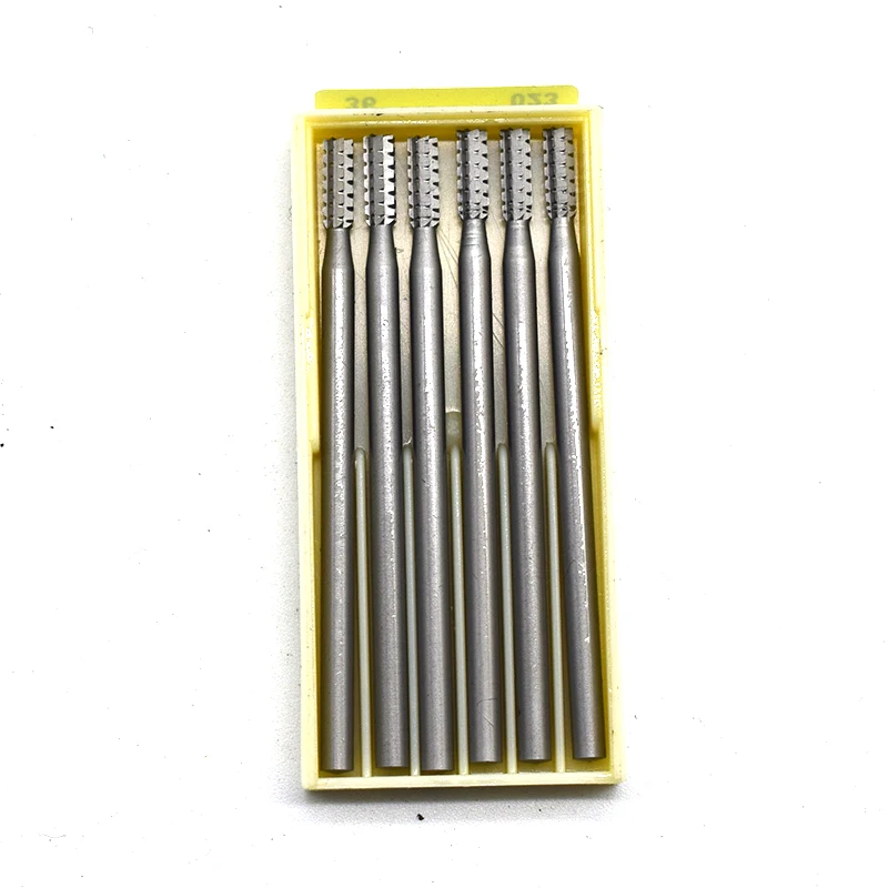 6PCS Cylinder Dental Tungsten Steel Carbide Burs Fissure Drill Bit For High Speed Handpiece Jewelry Tools