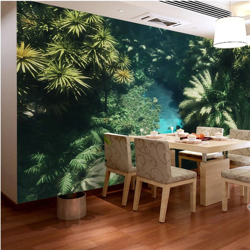 

wellyu papel parede Custom wallpaper Medieval hand - painted tropical rainforest landscape wall decoration painting tapety