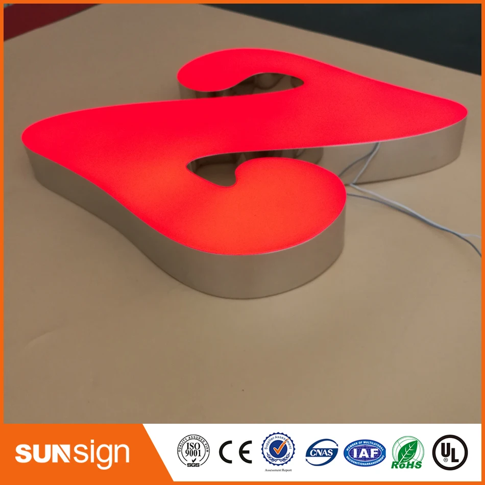 Grosir epoxy resin LED diterangi huruf Factory Outlet logam huruf lampu