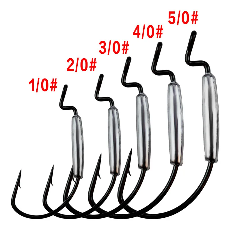 Fishing Hook Lead Jig Head Barbed Lead Hook 2g/2.5g/3g/5g/6.3g Offset Fish Hooks Fit for Texas Rigs Fishing Tackle