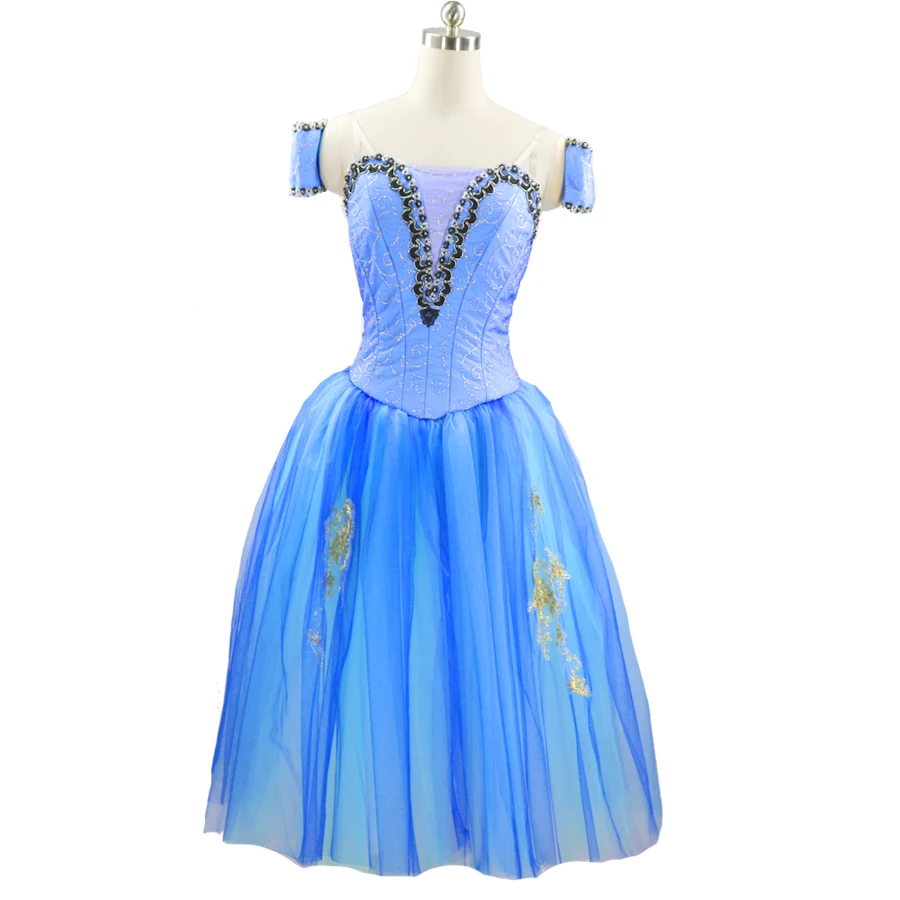 

Blue Professional Ballet Tutu Ballet Long tutu Blue lyrical Custom Made Ballet Long Dress Ballet Romantic Tutu For Women