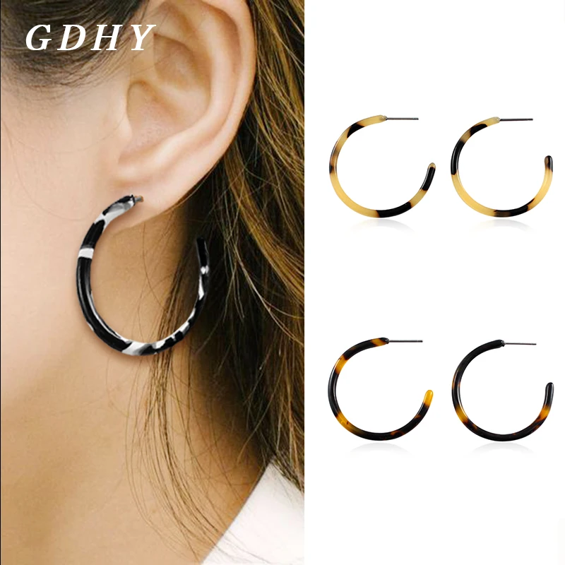 GDHY Fashion Grand Circle Drop Earrings Europe Retro Marble Pattern Pendant Earring For Woman Charm Personality Earring