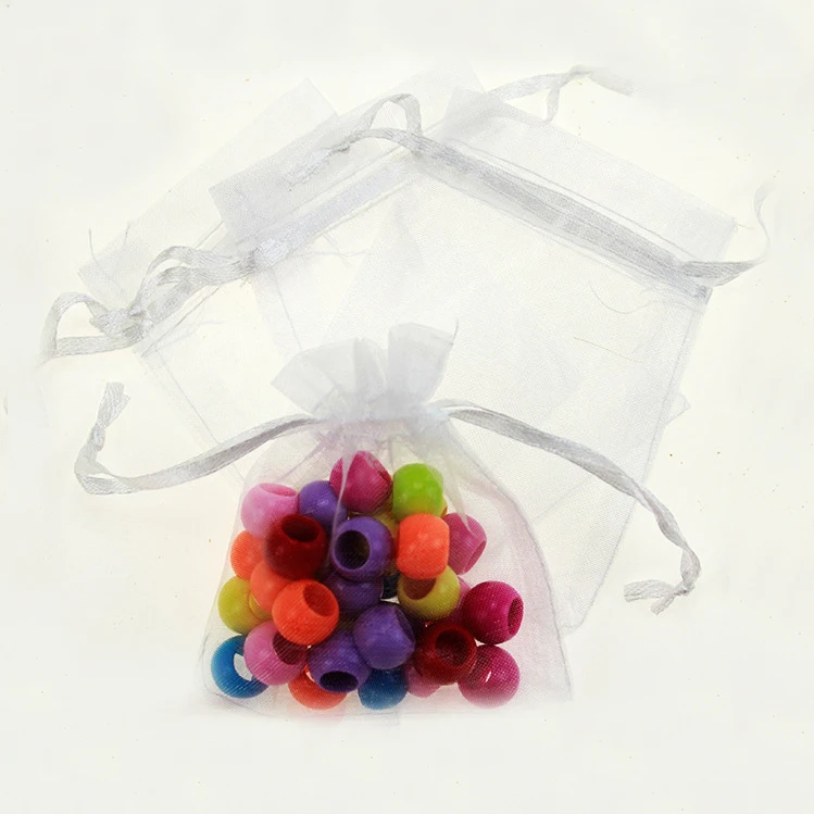 17*23cm 100pcs White Gift Bags For Jewelry/wedding/christmas/birthday Yarn Bag With Handles Packaging Organza Bags