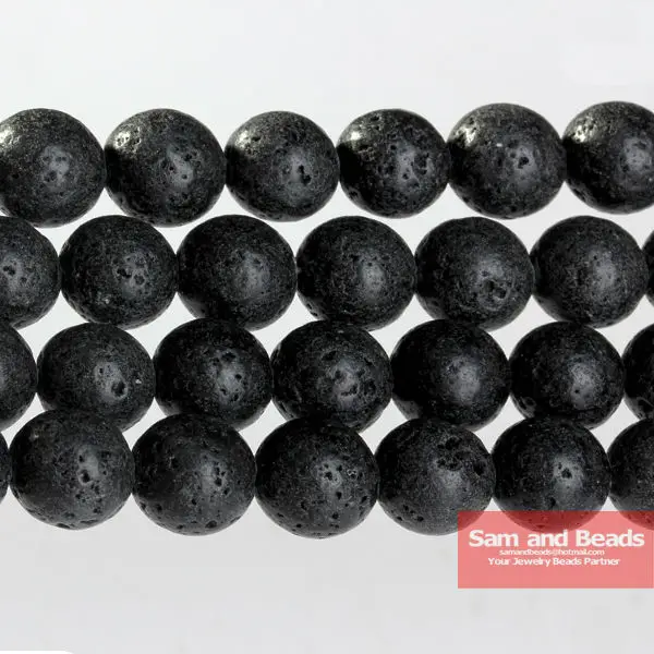 Wholesale Natural Black Volcanic Lava Stone Round Beads 16\