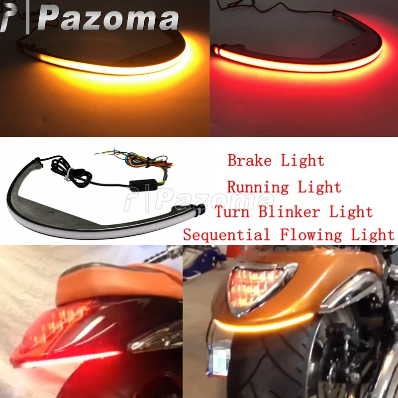 Motorbike Red Amber LED Sequential Flowing Rear Turn Brake Light Fender Eliminator Kit for Suzuki Boulevard M109R M90 2006-2018