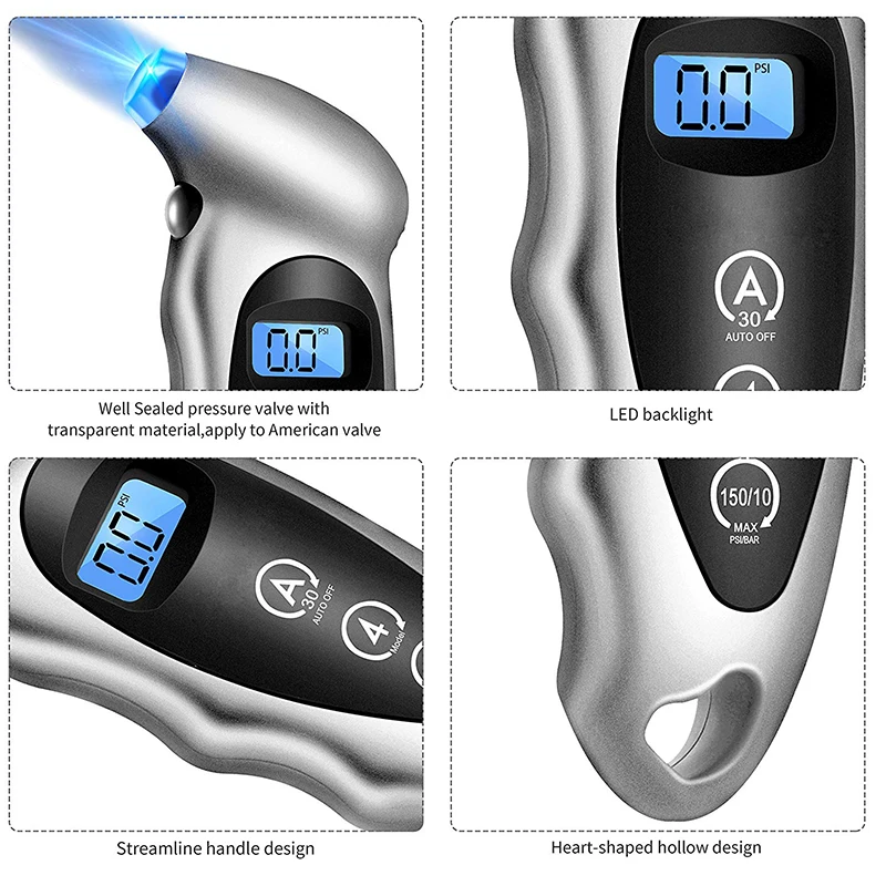 Digitale Autoband Band Luchtdrukmeter Lcd Display Manometer Barometer Tester Voor Auto Vrachtwagen Motorfiets