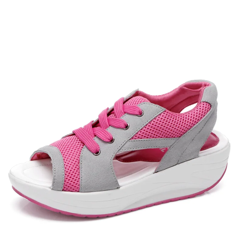 

WOMEN SHOES Fish Mouth Thick Soled Sandals Increased Shook Flat Version Sports Shoes Loose Because Net Shoe Woman Sneaker