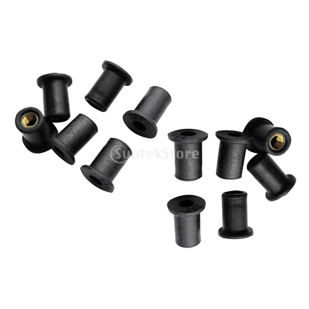 12Pcs M4 Metric Rubber Well Nuts Blind Fastener Threaded Brass Insert Kayak Canoe Dinghy Fishing Boat Accessories