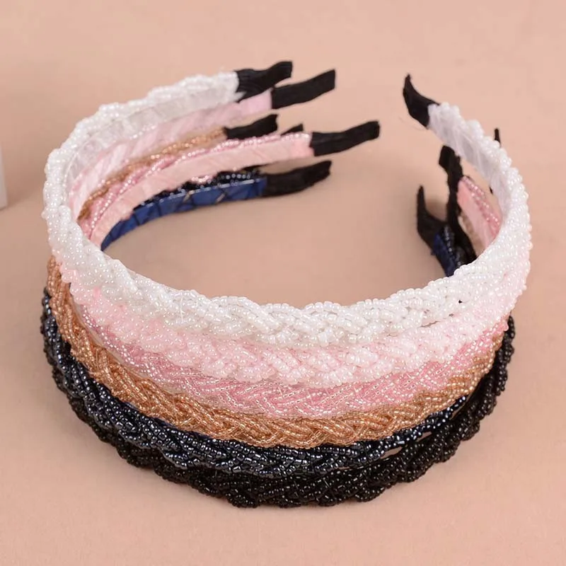 Fashion Elegant Bohemian Faceted Metal Crystal Beads Handmade Headband Hair Band Women Girls Hair Hoop Hair Accessories