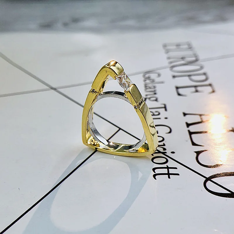 Vintage Female Zircon Stone Ring Unique Style Crystal Silver Gold Color Wedding Ring Promise Engagement Rings For Women