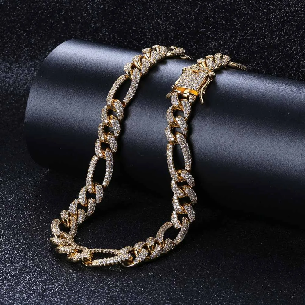 TOPGRILLZ 10mm  Iced CZ Cuban Link Necklaces Chains Gold Sliver Color Luxury Bling Jewelry Fashion Hiphop For Rapper Men 16