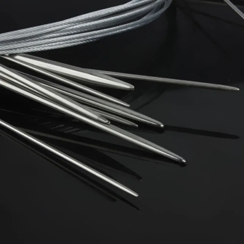 11Pcs 80cm ferri da maglia circolari ferri da maglia all'uncinetto in acciaio inossidabile perni per tessitura all'uncinetto strumenti per ricamo