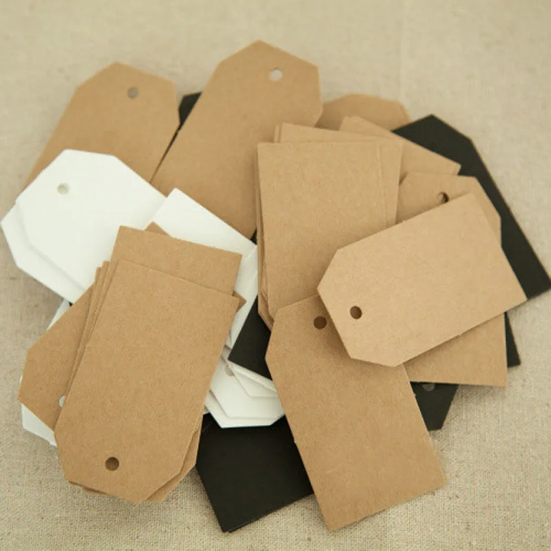 100Pcs DIY Kraft Paper Tags Pointed Head Label Luggage Christmas Wedding Party Decor Note Blank price Hang tag Kraft Gift 7x4cm