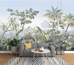 Custom wallpaper 3d murals European hand-painted garden wood rainforest banana palm tree hand-painted retro mural 3d wallpaper