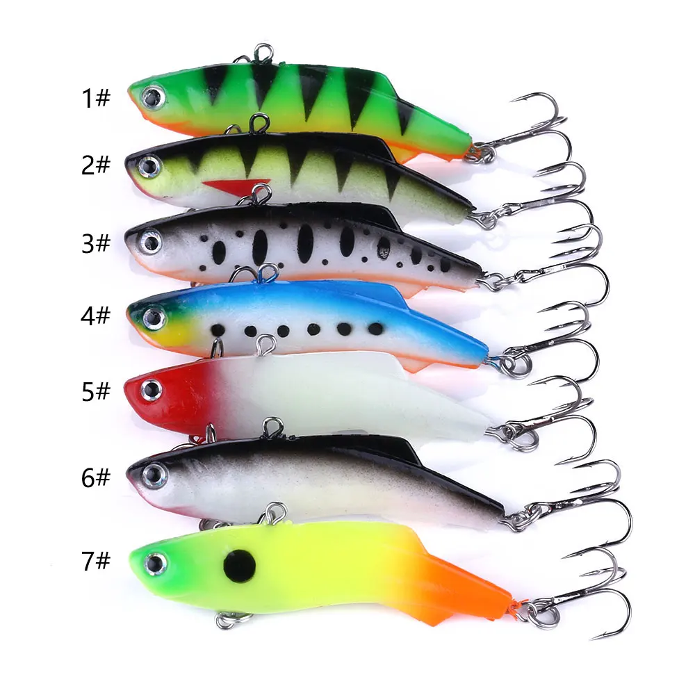 HENGJIA 1PC Soft Wobbler Lead Jig Head 7.5cm/17.2g VIB Fishing Lures Shape Hard Bait Pesca Fishing Tackle