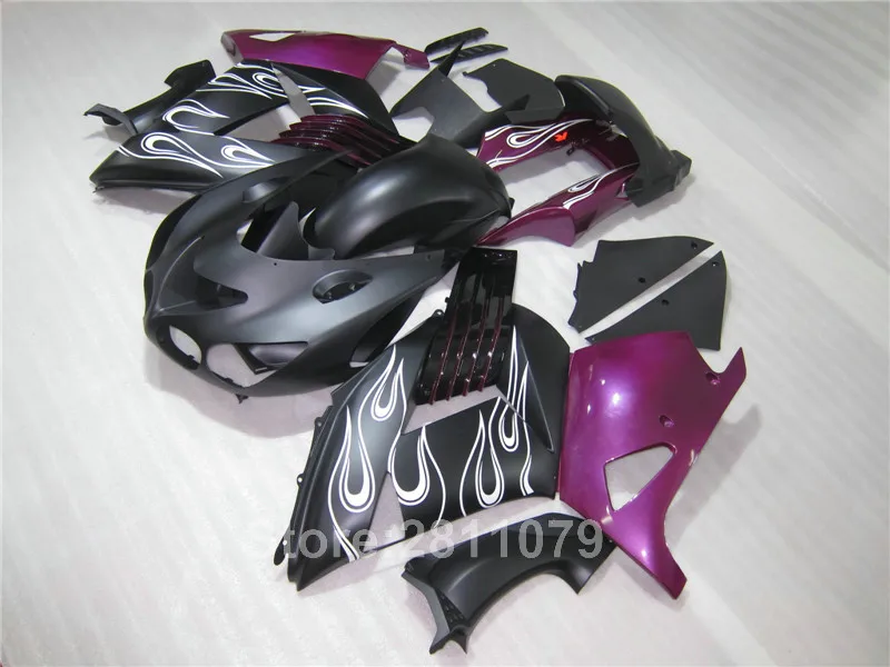 Injection molded plastic fairing kit for Kawasaki Ninja ZX14R 06 07 08 09 10 11 purple black fairings set ZX14R 2006-2011 HB06