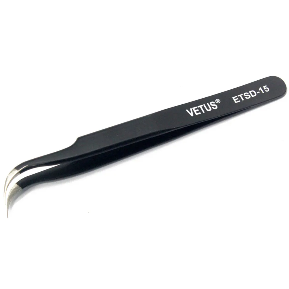 Aidetek New Steel Curved Tweezers anti-static's ESD safe SMD SMT transistor diodes chips ESD-TS-15