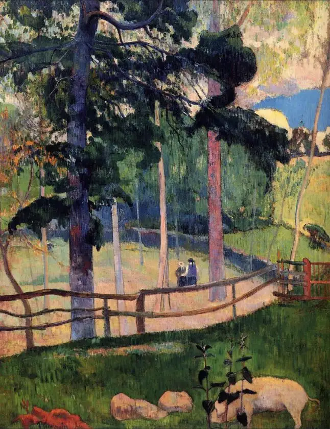 

High quality Oil painting Canvas Reproductions Nostalgic Promenade (1889) by Paul Gauguin hand painted