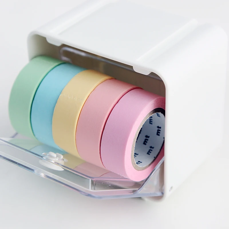 Japanese Washi Tape Dispenser Cutter Office Organizer Transparent Stationery Holder