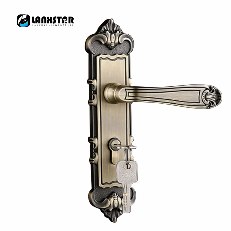 

Retro Exquisite Handle Lock Bearing Mute Lockset Zinc Alloy Copper Lockcore Quality Commitment Indoor Room Door Locks