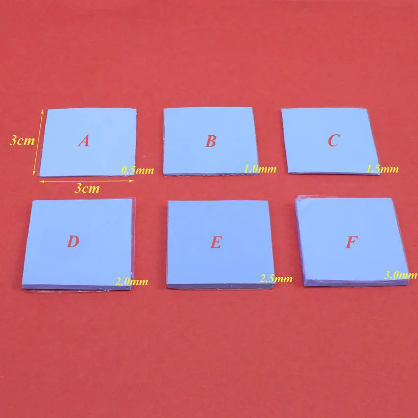 ChengHaoRan New 30mm*30mm*0.5/1.0/1.5/2.0/2.5/3.0mm CPU Heatsink Cooling Conductive Silicone Pad Thermal Pad