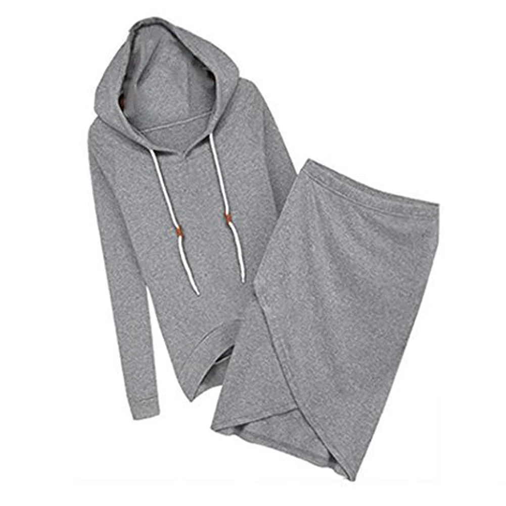 

Autumn -Summer Women Hooded Casual Sexy Tracksuits Women 2pcs Suit Hoodies Skirts Long -Sleeve Sweatshirt