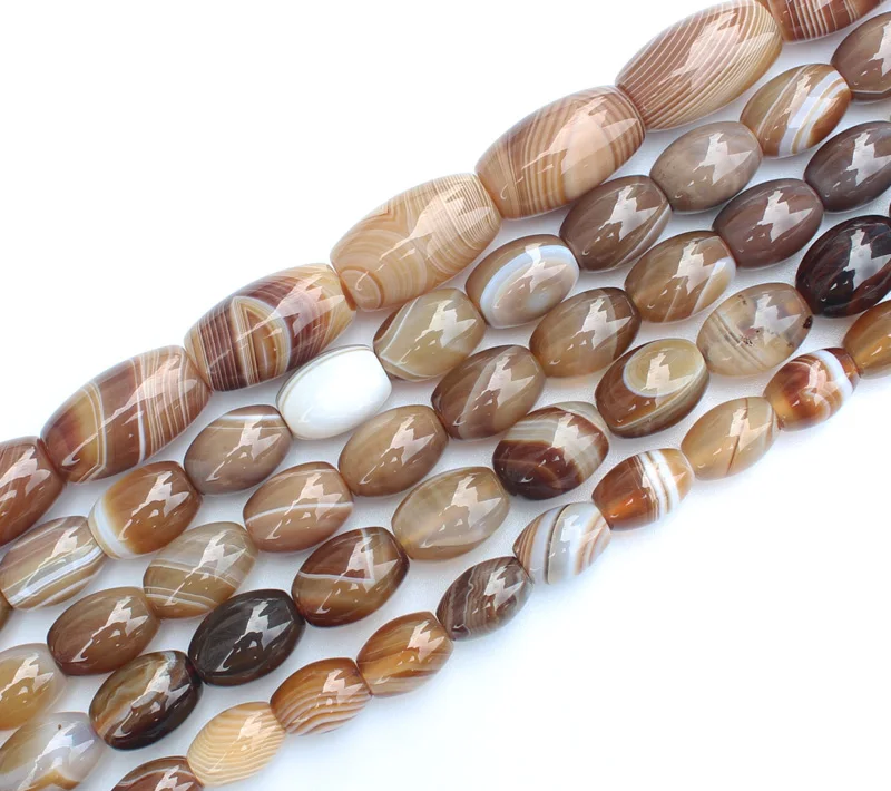 Frost, smooth Multi Size 13-25mm coffe Color Stripe agates Drum shape beads 15\