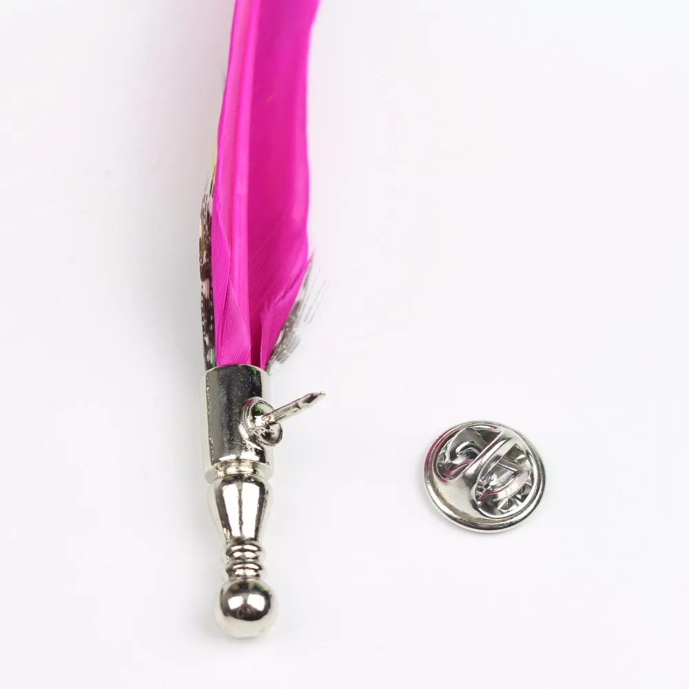 Fashion Boutonniere Feather Stick Lapel Tie Pin Brooch Badge Cloth Breastpin