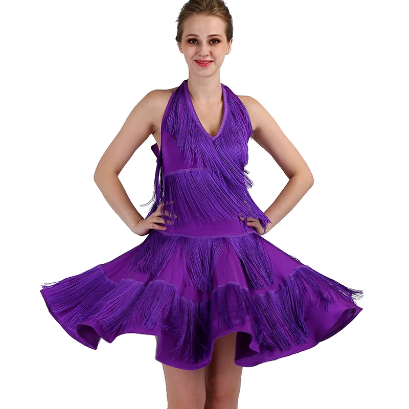 Vestido de dança latina/feminino com borla, para adultos e crianças, para meninas/lady cha/rumba/samba/tango, saia de dança de salão, roupa latina para performance