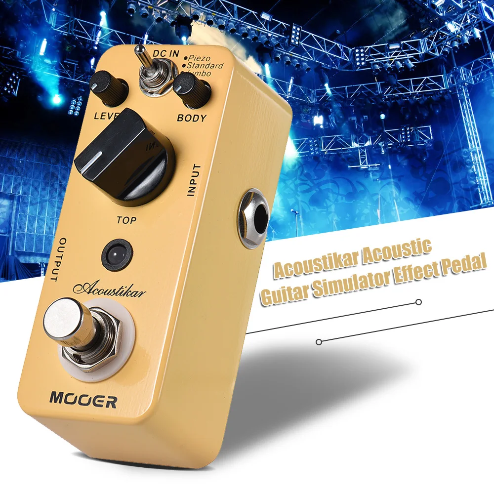 MOOER Acoustikar Guitar Pedal Acoustic Guitar Simulator Guitar Effect Pedal True Bypass with 3 Modes (Piezo/Standard/Jumbo)