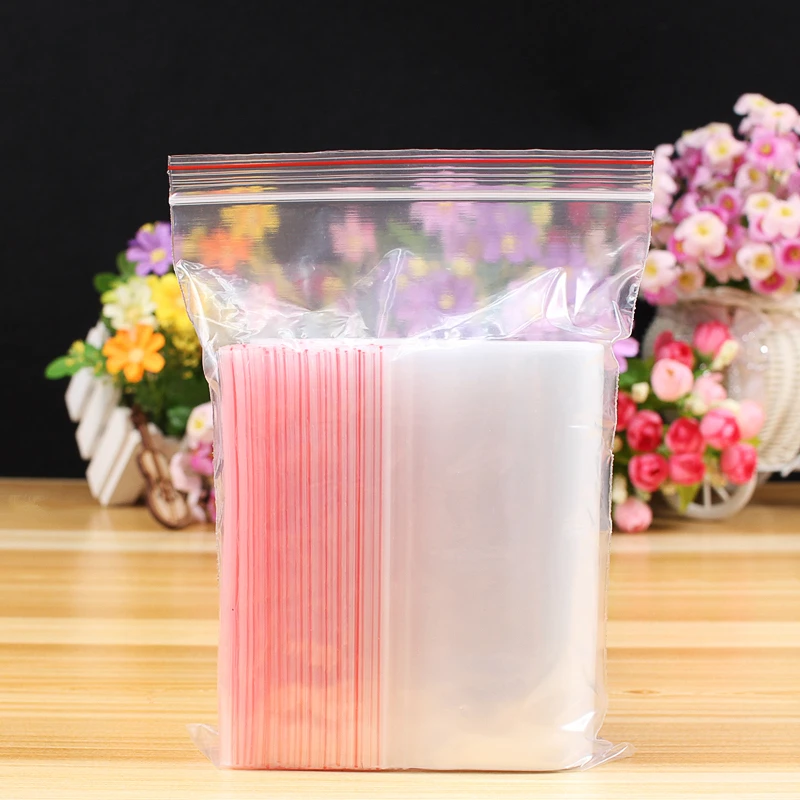 100 Pcs/Lot Jewelry Ziplock Zip Zipped Lock Reclosable Plastic Poly Clear Bags