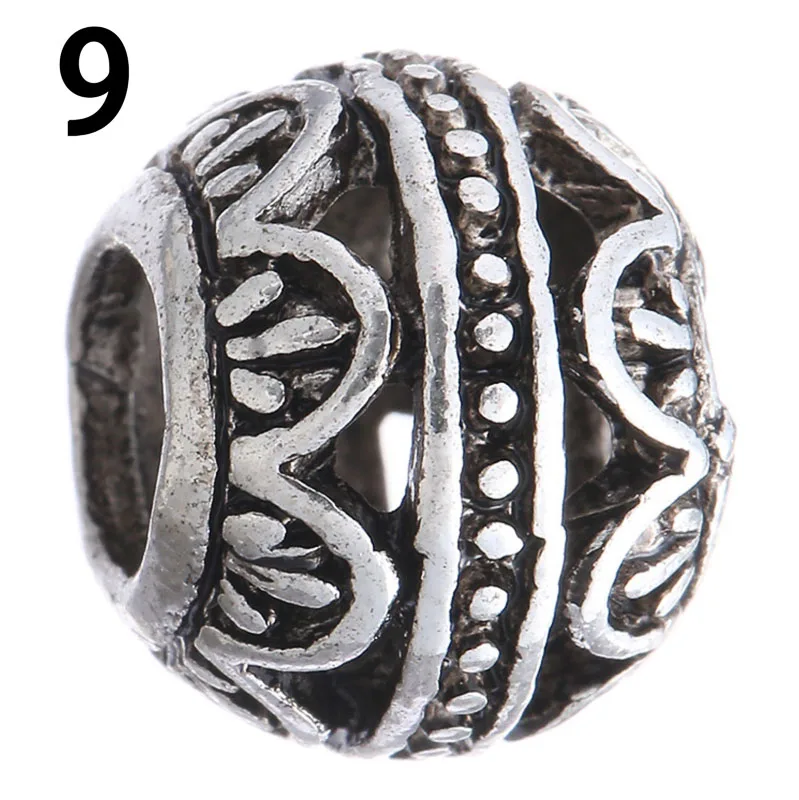 REGELIN Antique Silvercolor Round European  4.3mm Hole Big Hole Beads Spacer Bead for DIY Jewelry Making Charms Bracelet Finding