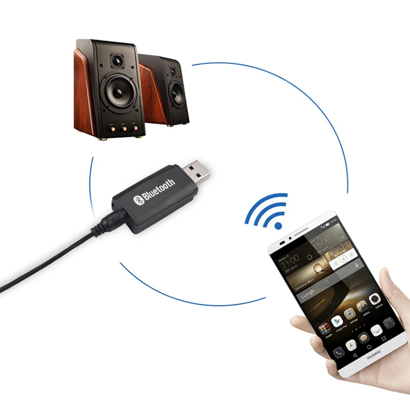 VAORLO-USB 블루투스 오디오 수신기 AUX 출력 블루투스 오디오 어댑터, 2 인 1 USB 동글 3.5mm 무선 음악 어댑터 수신기