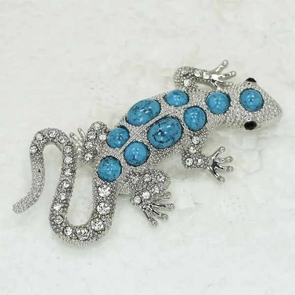 Rhinestone Clear broszka Gecko Pin broszki C616 A